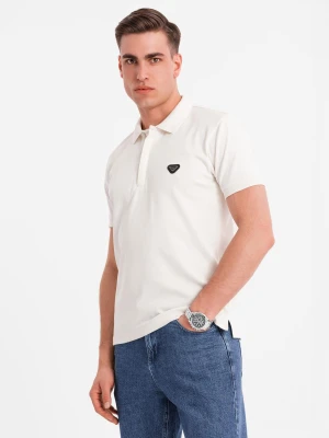 Męska koszulka polo z dekoltem na zamek - biała V1 OM-POSS-0148
 -                                    S Ombre