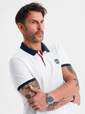Męska koszulka polo z kolorowymi akcentami – biała V2 OM-POSS-0105
 -                                    S Ombre
