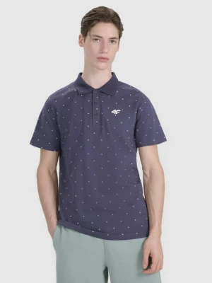 Męska koszulka polo z nadrukiem 4F 4FRSS25TPTSM634 - granatowa