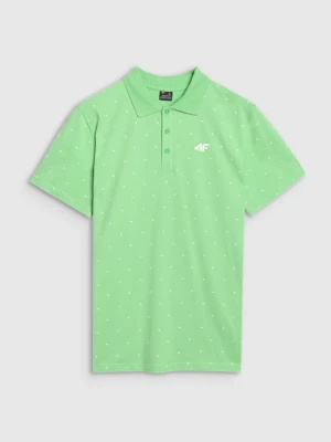 Męska koszulka polo z nadrukiem 4F 4FRSS25TPTSM634 - zielona