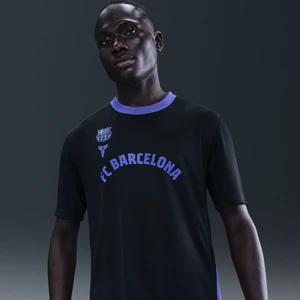 Męska koszulka rozgrzewkowa z krótkim rękawem FCB - Czerń Nike