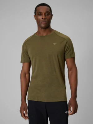 Zdjęcie produktu Męska koszulka trekkingowa z wełną merino 4F 4FWSS26TFTSM1798 - khaki
