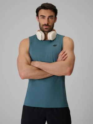 Męska koszulka treningowa bez rękawów 4F 4FRSS26TFSLM1109 - turkusowa