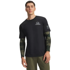 Męska koszulka treningowa Under Armour HeatGear Compression Colorblock - khaki