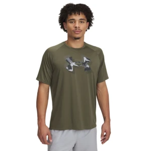 Męska koszulka treningowa Under Armour UA M Tech Print Fill SS - oliwkowa / khaki