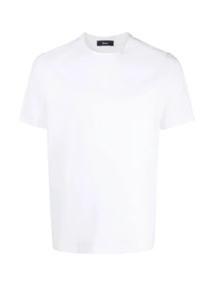 Męska koszulka z krótkim rękawem w białym kolorze z czarnym logo Herno