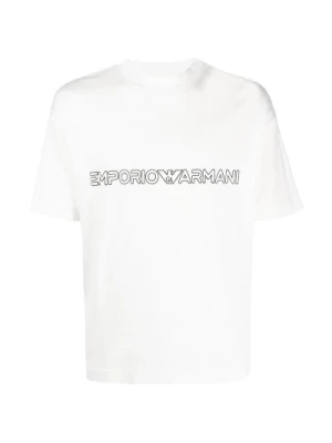 Męska koszulka z nadrukiem logo i okrągłym dekoltem Emporio Armani
