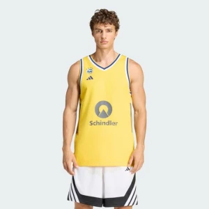 Męska koszykarska koszulka domowa Alba Berlin Adidas Super Yellow
