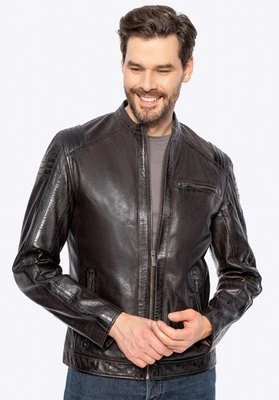 Męska kurtka biker ze skóry owczej ciemny brąz Wittchen