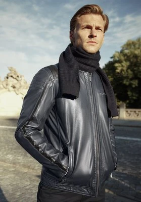 Męska kurtka biker ze skóry owczej granatowa Wittchen