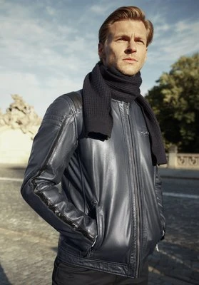 Męska kurtka biker ze skóry owczej granatowa Wittchen