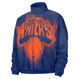 Męska kurtka do koszykówki z tkaniny New York Knicks Nike Standard Issue - Niebieski