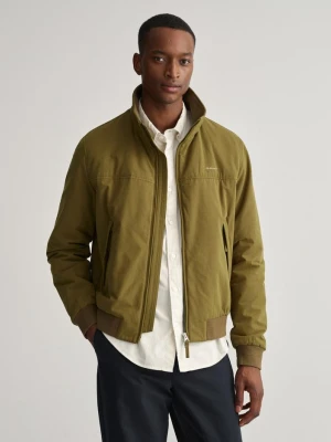 Męski zielony płaszcz o regularnym kroju zapinany na zamek GANT