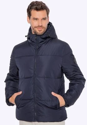 Męska kurtka pikowana z kapturem granatowa Wittchen