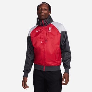 Męska kurtka piłkarska z tkaniny z kapturem Nike Liverpool F.C. Sport Essentials Windrunner - Czerwony