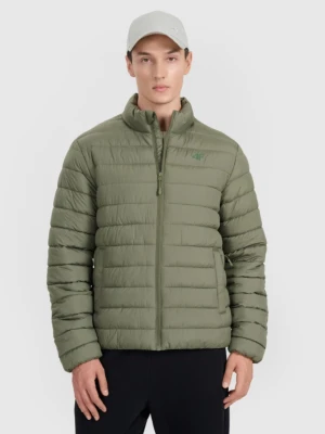 Męska kurtka puchowa pikowana 4F 4FWAW25TDJAM597 - oliwkowa