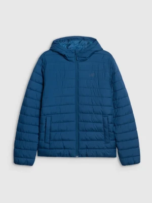 Męska kurtka puchowa pikowana 4F 4FWAW25TDJAM598 - niebieska