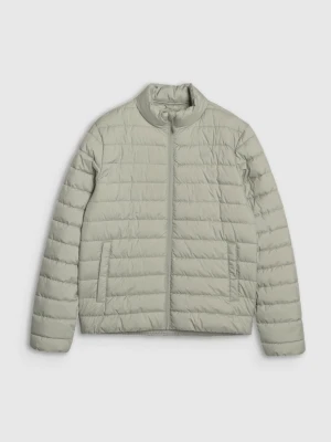 Męska kurtka puchowa pikowana 4F 4FWSS25TDJAM538 - oliwkowa