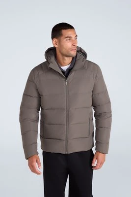 Męska kurtka puchowa średniej grubości - Dark Green Animal