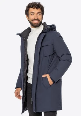 Męska kurtka puchowa z kapturem granatowa Wittchen