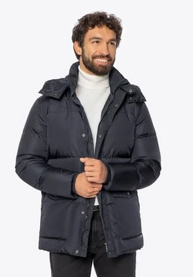 Męska kurtka puchowa z kapturem pikowana granatowa Wittchen
