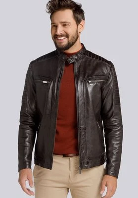 Męska kurtka skórzana z zapinaną stójką i pikowaniem Wittchen