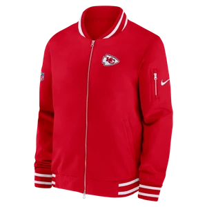 Męska kurtka typu bomberka z zamkiem na całej długości Nike Coach (NFL Kansas City Chiefs) - Czerwony