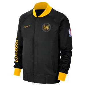 Męska kurtka z długim rękawem i zamkiem na całej długości Nike Dri-FIT Golden State Warriors Showtime City Edition - Czerń
