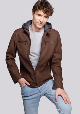 Męska kurtka z matowej ekoskóry z kapturem Wittchen