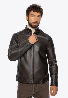 Męska kurtka ze skóry owczej z kieszenią na rękawie ciemny brąz Wittchen