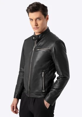 Męska kurtka ze skóry owczej z kieszeniami czarna Wittchen