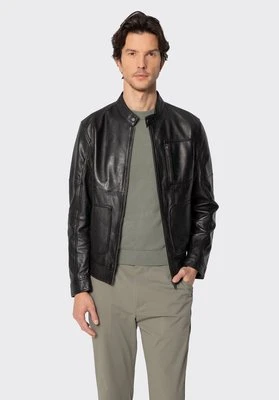 Męska kurtka ze skóry owczej z prostokątnymi kieszeniami czarna Wittchen