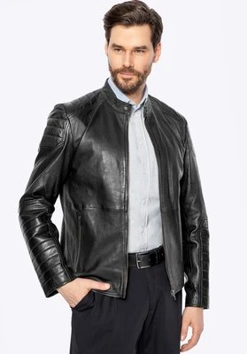 Męska kurtka ze skóry owczej z przeszyciami czarna Wittchen