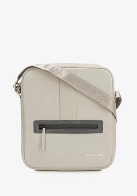 Męska listonoszka skórzana stębnowana średnia szaro-brązowa Wittchen