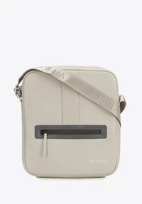 Męska listonoszka skórzana stębnowana średnia szaro-brązowa Wittchen