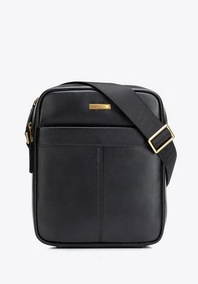 Męska listonoszka skórzana z dekoracyjnymi przeszyciami czarno - złota Wittchen