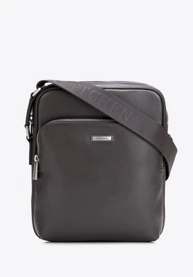 Męska listonoszka skórzana z dodatkową kieszenią ciemny brąz Wittchen