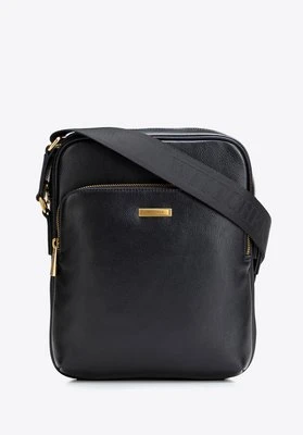 Męska listonoszka skórzana z dodatkową kieszenią czarno - złota Wittchen