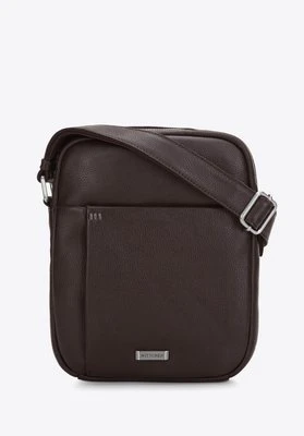 Męska listonoszka skórzana z obszyciem ciemny brąz Wittchen