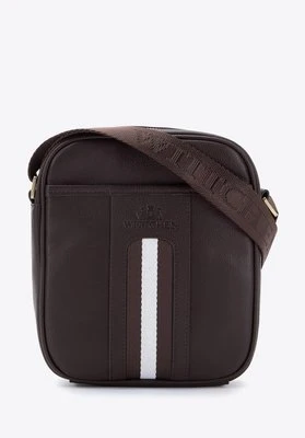 Męska listonoszka skórzana z tasiemką mała ciemny brąz Wittchen