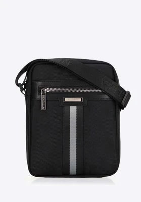 Męska listonoszka z dekoracyjną tasiemką czarna Wittchen