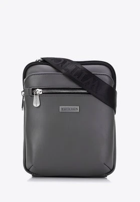 Męska listonoszka z ekoskóry z kieszeniami szara Wittchen