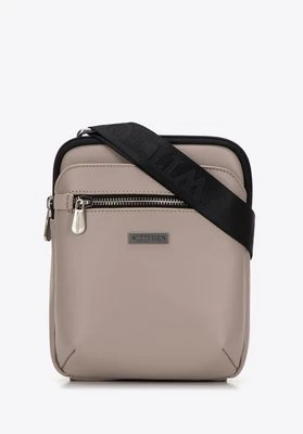 Męska listonoszka z ekoskóry z kieszeniami szarobeżowa Wittchen