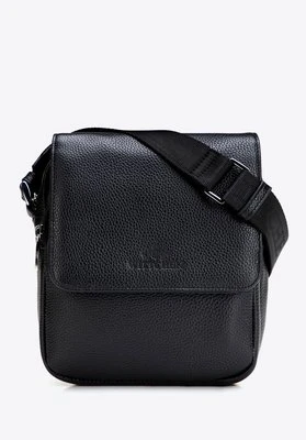 Męska listonoszka z naturalnej skóry z klapą czarna Wittchen