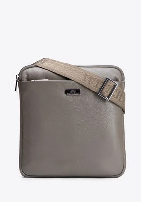 Męska listonoszka ze skóry naturalnej z kieszonką na suwak beżowa Wittchen