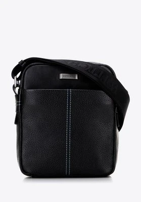 Męska listonoszka ze skóry naturalnej z przeszyciem czarna Wittchen