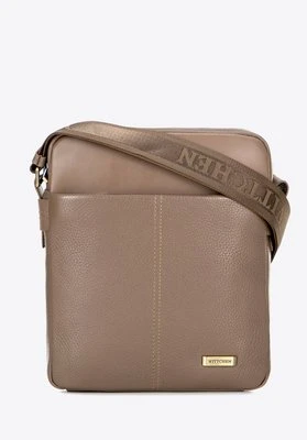 Męska listonoszka ze skóry o dwóch fakturach taupe Wittchen