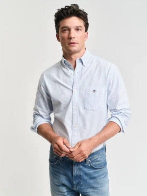Męska niebieska klasyczna koszula oxford - maklerka w paski o regularnym kroju GANT