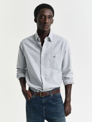 Męska niebieska klasyczna koszula oxford - maklerka w paski o regularnym kroju GANT