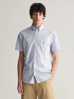 Męska niebieska koszula regular fit z popeliny z krótkim rękawem GANT